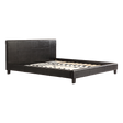 Five Dock king bed in black PU leather with a stitched headboard in a modern master bedroom