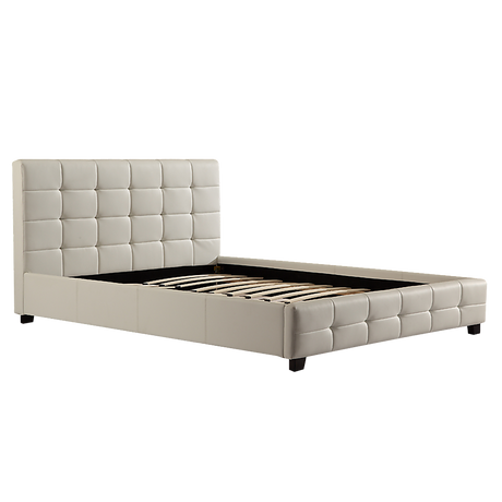 Palermo White PU Leather Queen Bed Frame