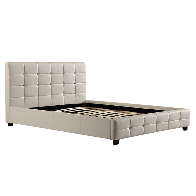 Palermo White PU Leather Queen Bed Frame