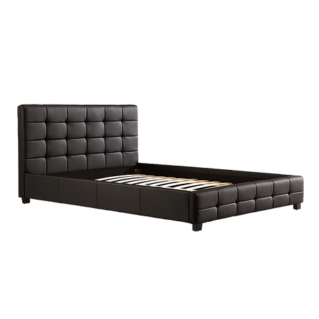 Positano Black Queen bed frame in a modern bedroom