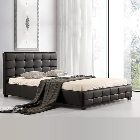 Palermo Black PU Leather Queen Bed Frame
