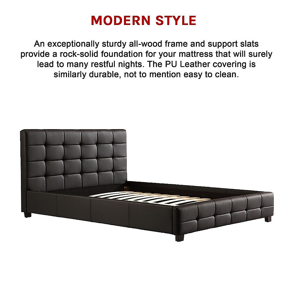 Palermo Black PU Leather Queen Bed Frame