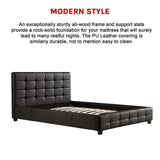 Palermo Black PU Leather Queen Bed Frame