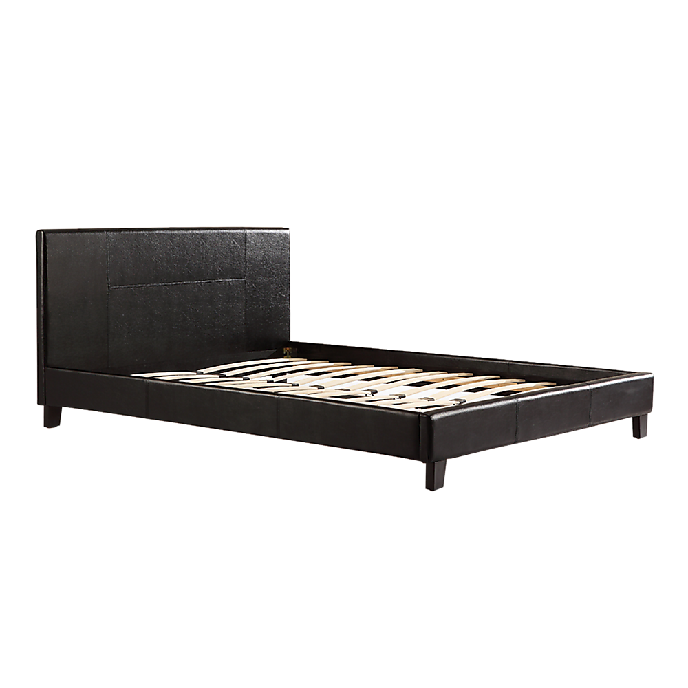 Sorrento Black Queen bed frame in a modern bedroom