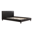 Five Dock queen bed in black PU leather with a stitched headboard in a modern bedroom