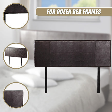 Rosewood stitched bed head in brown for a queen bed