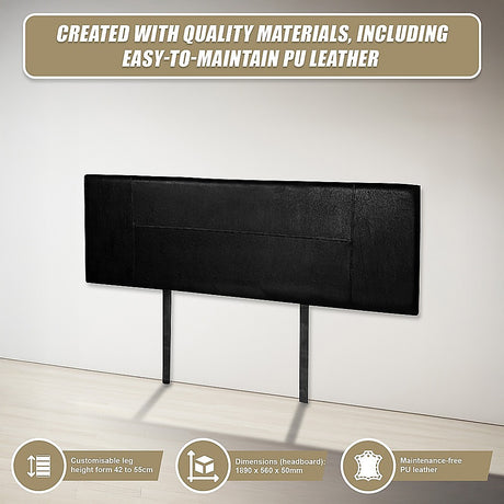 Rosewood stitched bed head in black for a king bed