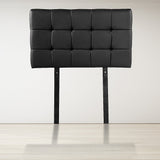 PU Leather Single Bed Deluxe Headboard Bedhead - Black