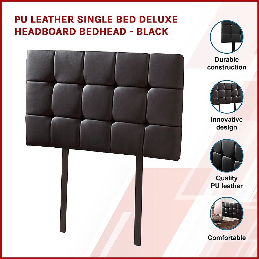 Mannus tufted bed head in black for a single bed