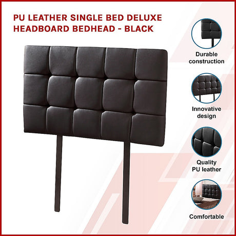 Mannus tufted bed head in black for a single bed