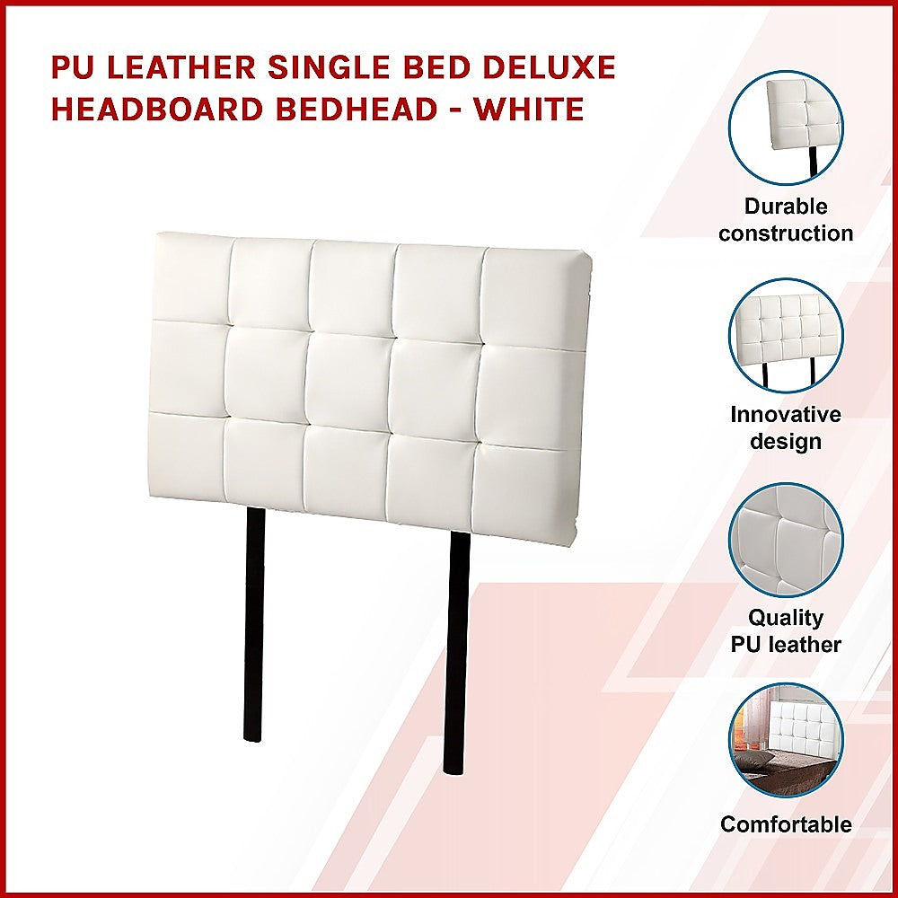 Mannus tufted bed head in white for a single bed