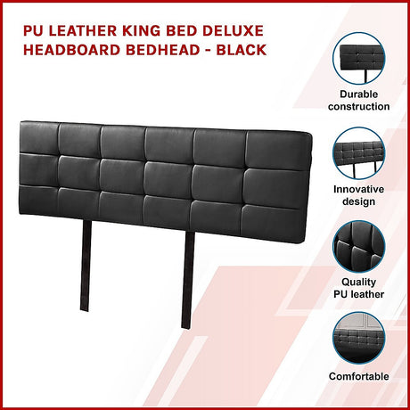 Mannus tufted bed head in black for a king bed