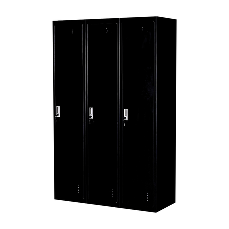 3-Door Side-by-Side Steel Storage Locker in Black - image 1