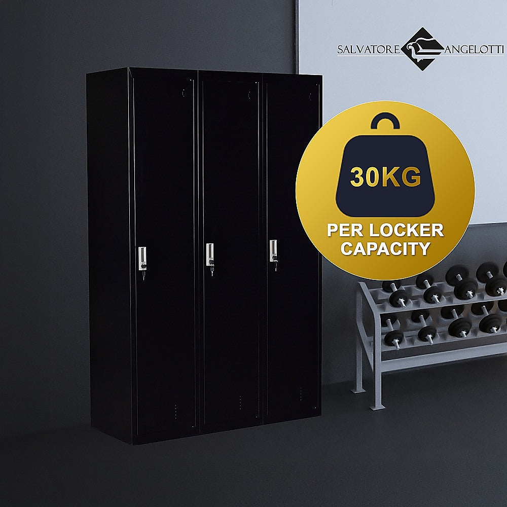 3-Door Side-by-Side Steel Storage Locker in Black - image 5