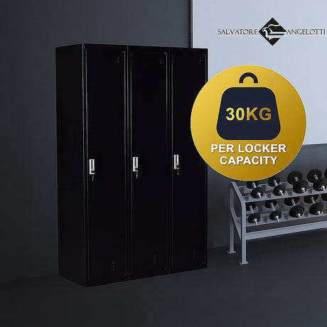 3-Door Side-by-Side Steel Storage Locker in Black - image 5