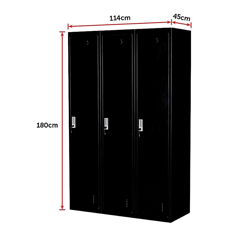 3-Door Side-by-Side Steel Storage Locker in Black - image 9