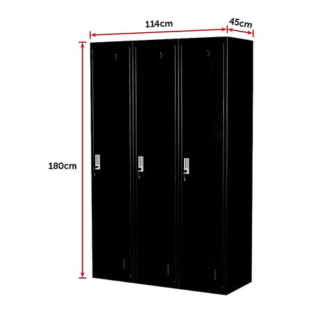 3-Door Side-by-Side Steel Storage Locker in Black - image 9