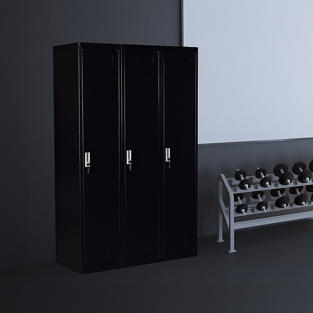 3-Door Side-by-Side Steel Storage Locker in Black - image 7