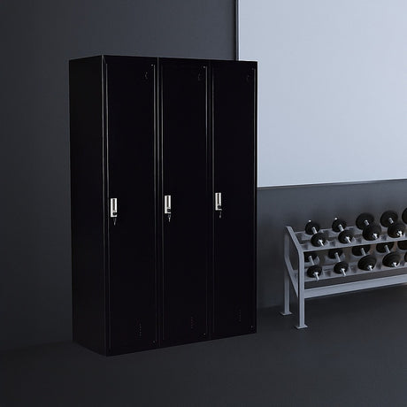 3-Door Side-by-Side Steel Storage Locker in Black - image 7