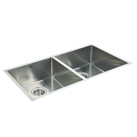 Handmade stainless steel double bowl kitchen sink 865x440mm