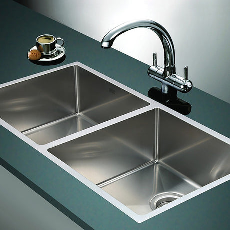 Handmade stainless steel double bowl kitchen sink 865x440mm