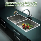 Handmade stainless steel double bowl kitchen sink 865x440mm