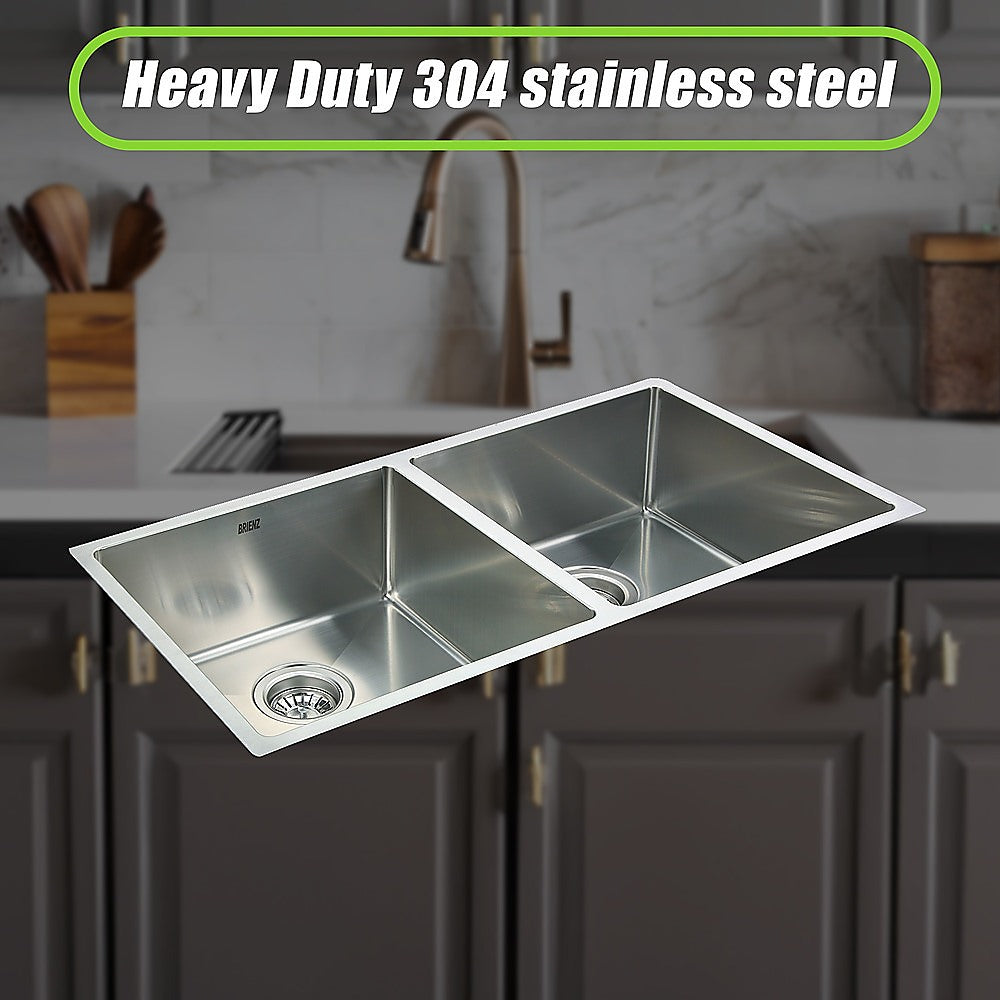 Handmade stainless steel double bowl kitchen sink 865x440mm