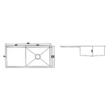 Handmade stainless steel kitchen sink 960x450mm