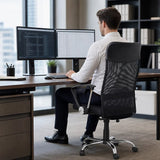 Lancelin black faux leather and mesh executive office chair, view 5
