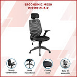 Ergonomic Black Mesh Office Chair with Integrated Headrest — Allure Home Collections