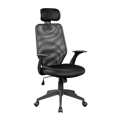 Ergonomic Black Mesh Office Chair with Integrated Headrest — Allure Home Collections