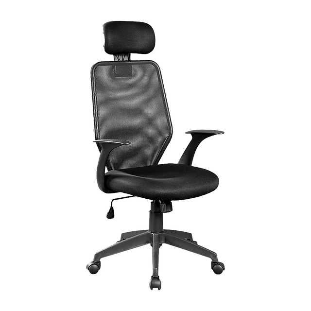 Ergonomic Black Mesh Office Chair with Integrated Headrest — Allure Home Collections