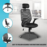 Ergonomic Black Mesh Office Chair with Integrated Headrest — Allure Home Collections