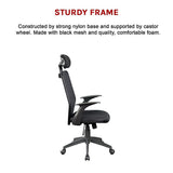 Ergonomic Black Mesh Office Chair with Integrated Headrest — Allure Home Collections