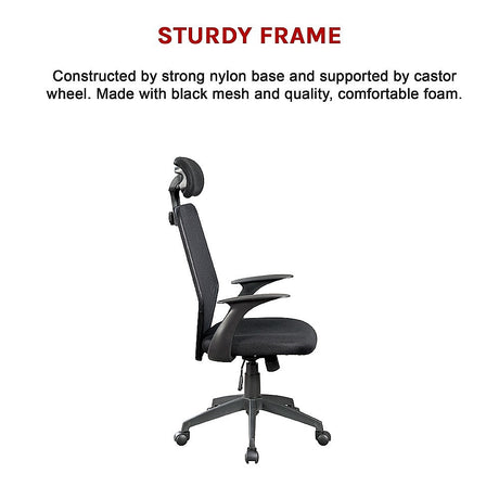 Ergonomic Black Mesh Office Chair with Integrated Headrest — Allure Home Collections