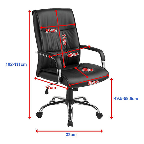 Gingin black faux leather executive office chair with chrome base