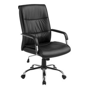 Gingin black faux leather executive office chair with chrome base