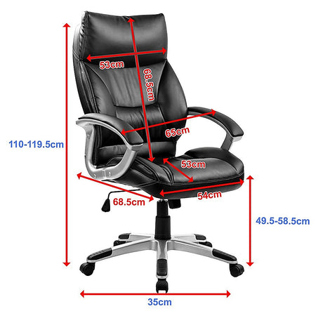 Katanning black faux leather executive office chair with neck cushion
