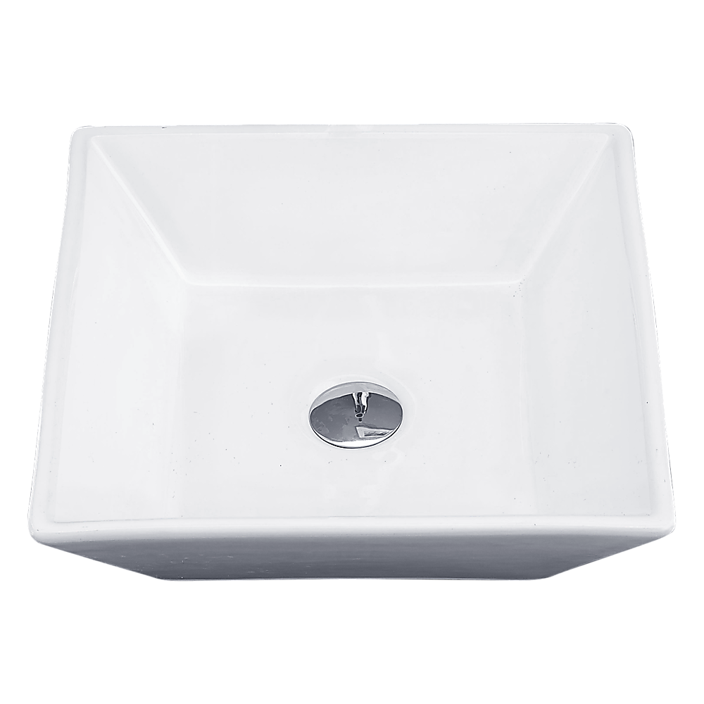 Square above counter ceramic basin in white, 41.5cm bench top basin