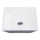 Square above counter ceramic basin in white, 41.5cm bench top basin
