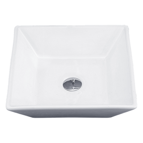 Square above counter ceramic basin in white, 41.5cm bench top basin