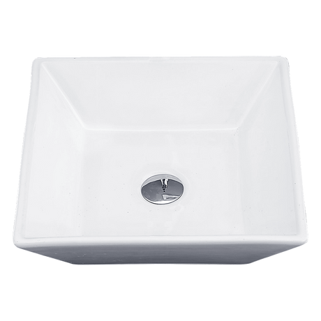 Square above counter ceramic basin in white, 41.5cm bench top basin