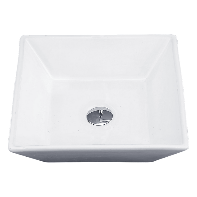 Square above counter ceramic basin in white, 41.5cm bench top basin