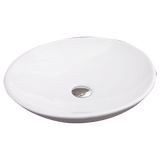 White oval ceramic above counter basin, 500mm top view