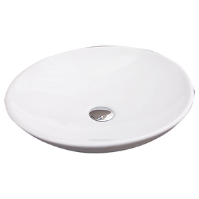 White oval ceramic above counter basin, 500mm top view
