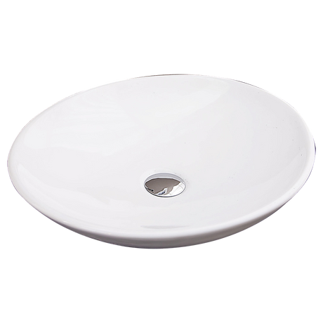 White oval ceramic above counter basin, 500mm top view