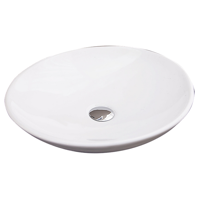 White oval ceramic above counter basin, 500mm top view