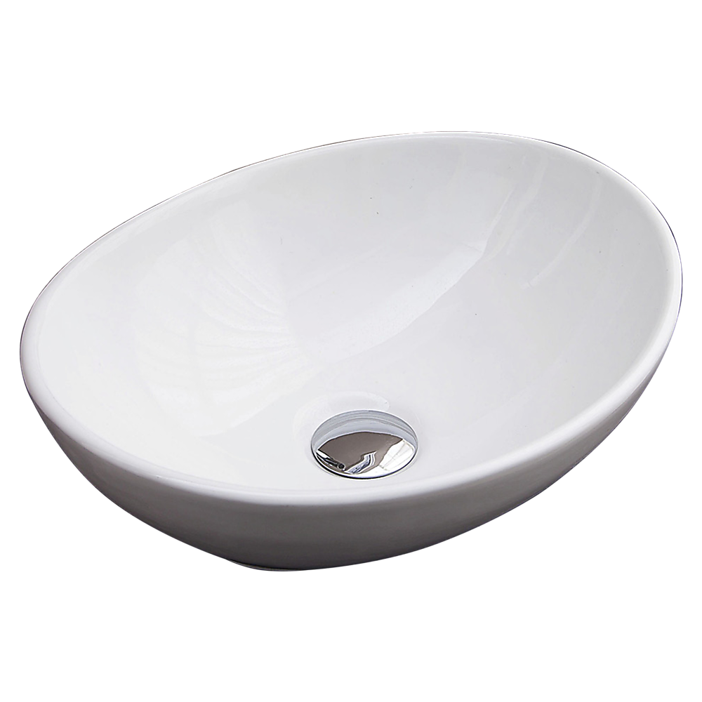 Oval above counter ceramic basin in white, 40x33cm bench top basin