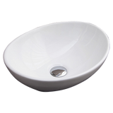 Oval above counter ceramic basin in white, 40x33cm bench top basin