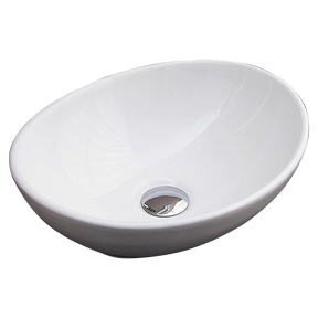 Oval above counter ceramic basin in white, 40x33cm bench top basin